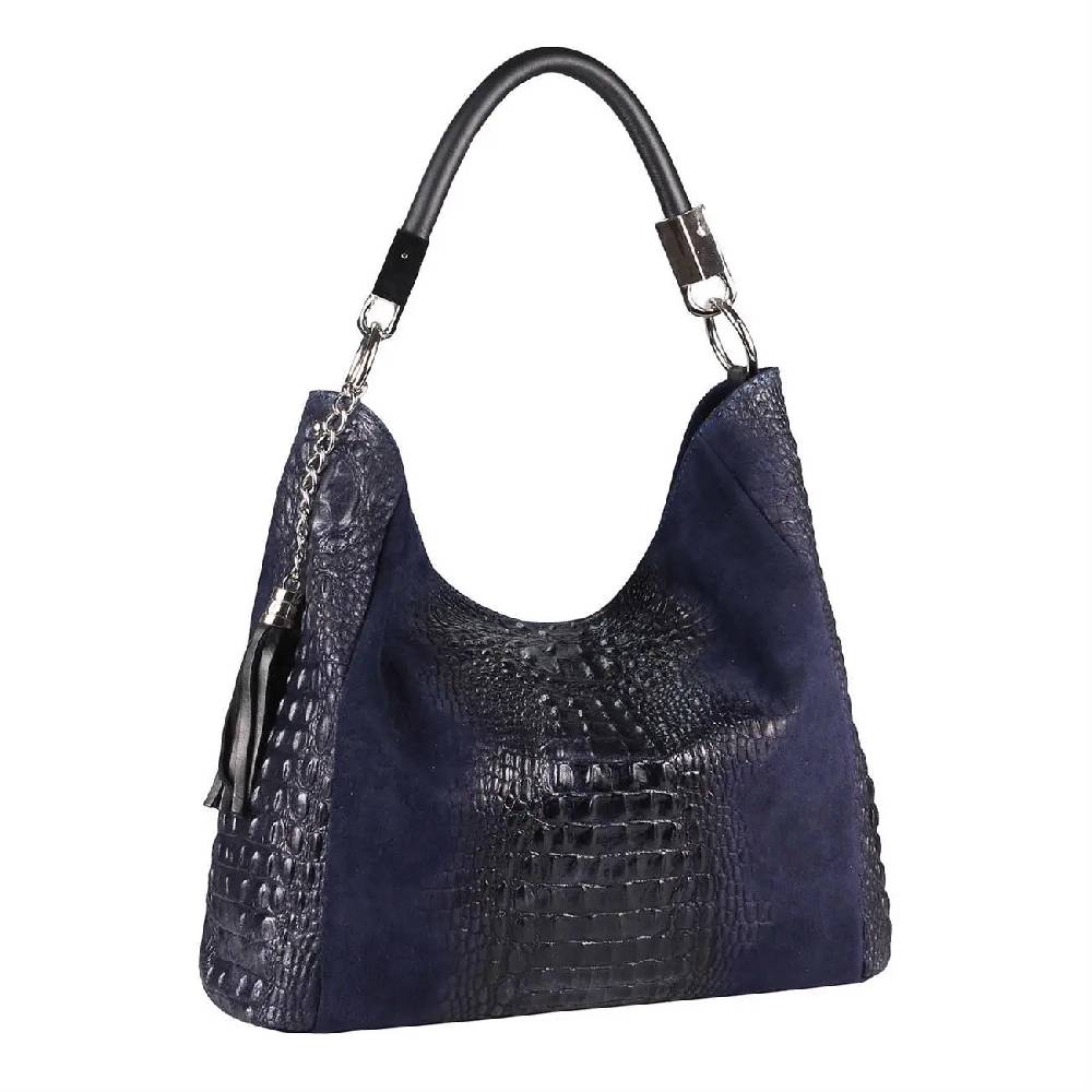 OBC Made in Italy DAMEN LEDER TASCHE KROKO-Prägung Shopper Tote Bag Wildleder Schultertasche Handtasche Business DIN-A4 Lagerräumung