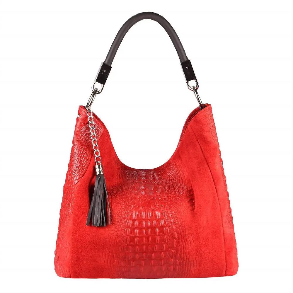 OBC Made in Italy DAMEN LEDER TASCHE KROKO-Prägung Shopper Tote Bag Wildleder Schultertasche Handtasche Business DIN-A4 Lagerräumung