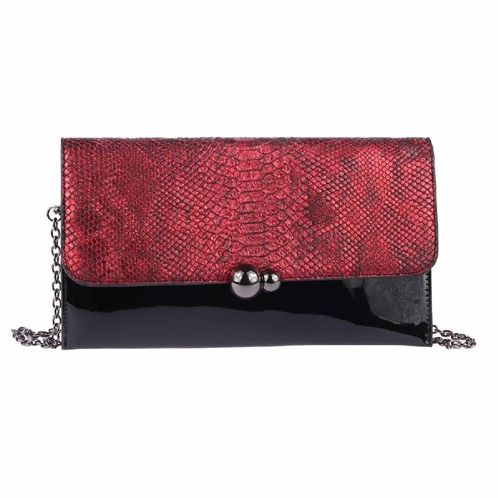 DAMEN ABENDTASCHE CLUTCH POCHETTE Umschlag-Tasche Reptilprägung Kettentasche Unterarmtasche Handtasche Schultertasche Umhängetasche Neuheiten