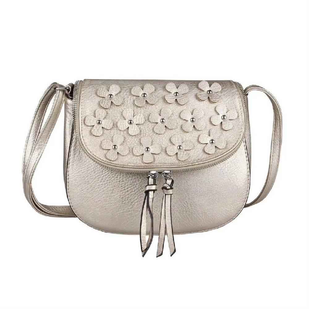 DAMEN BLUMEN TASCHE Schultertasche Umhängetasche Schmucktasche CrossOver Handtasche Abendtasche Crossbody Henkeltasche Leder Optik Bestseller
