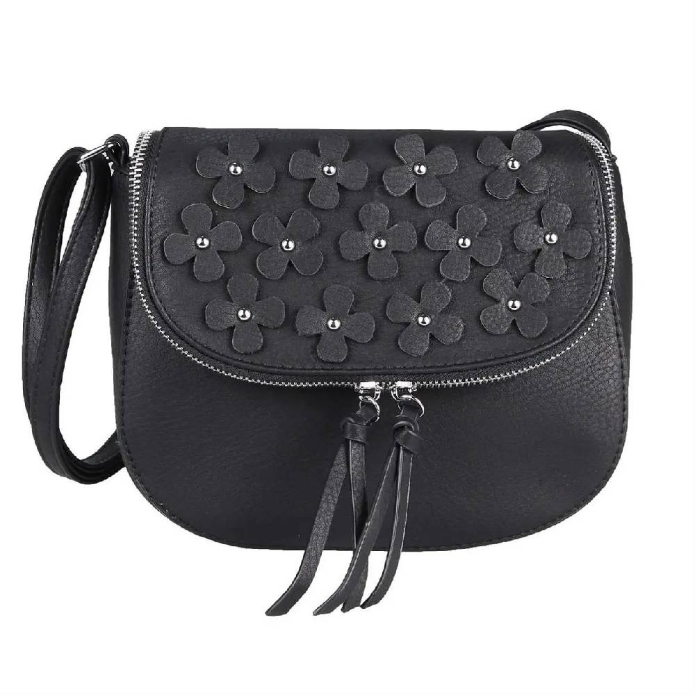 DAMEN BLUMEN TASCHE Schultertasche Umhängetasche Schmucktasche CrossOver Handtasche Abendtasche Crossbody Henkeltasche Leder Optik Bestseller