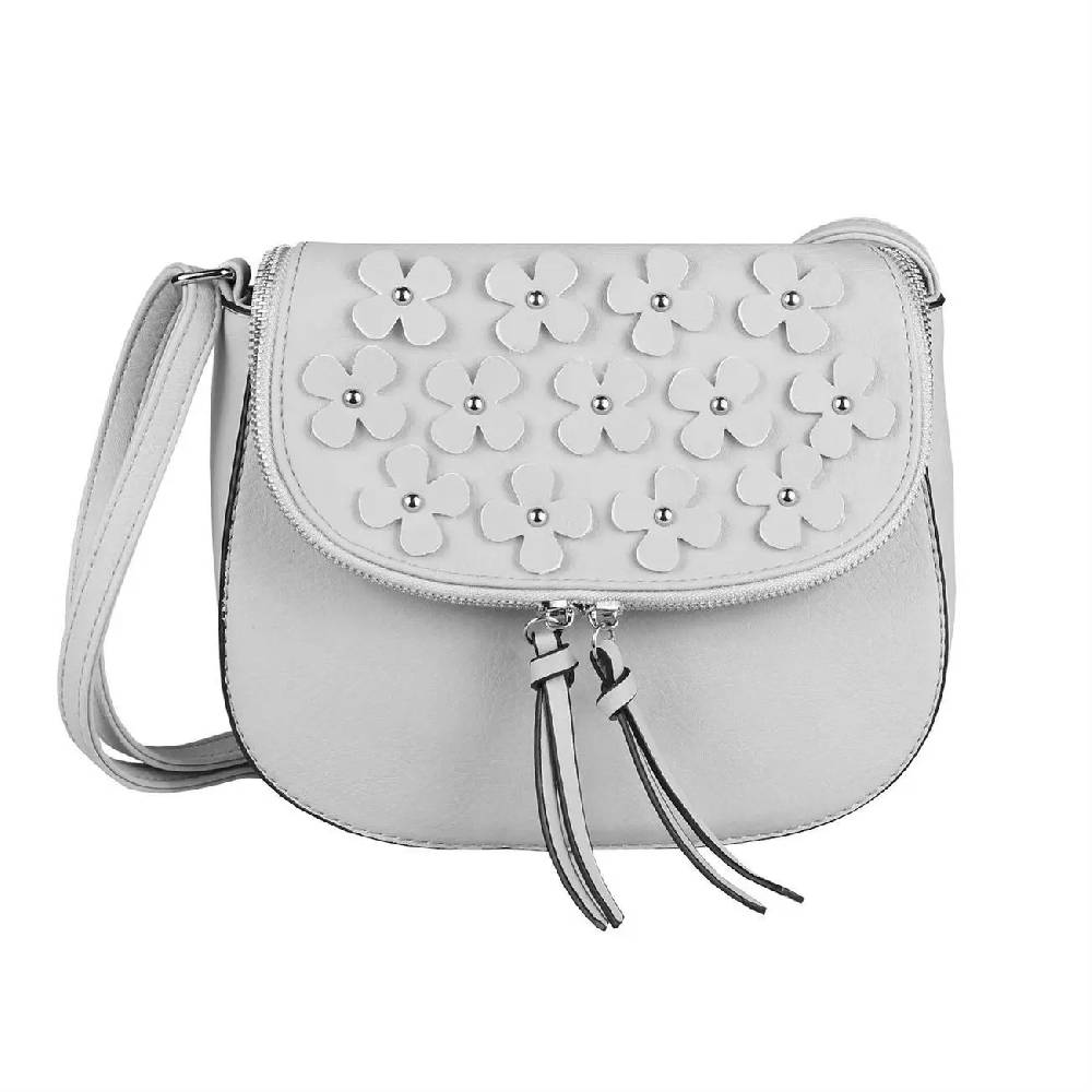 DAMEN BLUMEN TASCHE Schultertasche Umhängetasche Schmucktasche CrossOver Handtasche Abendtasche Crossbody Henkeltasche Leder Optik Bestseller
