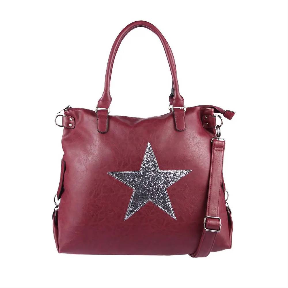 OBC ital-design DAMEN STERN TASCHE Shopper XXL DIN-A4 Handtasche Schultertasche Beuteltasche Henkeltasche CrossOver Umhängetasche Riesige Ersparnisse