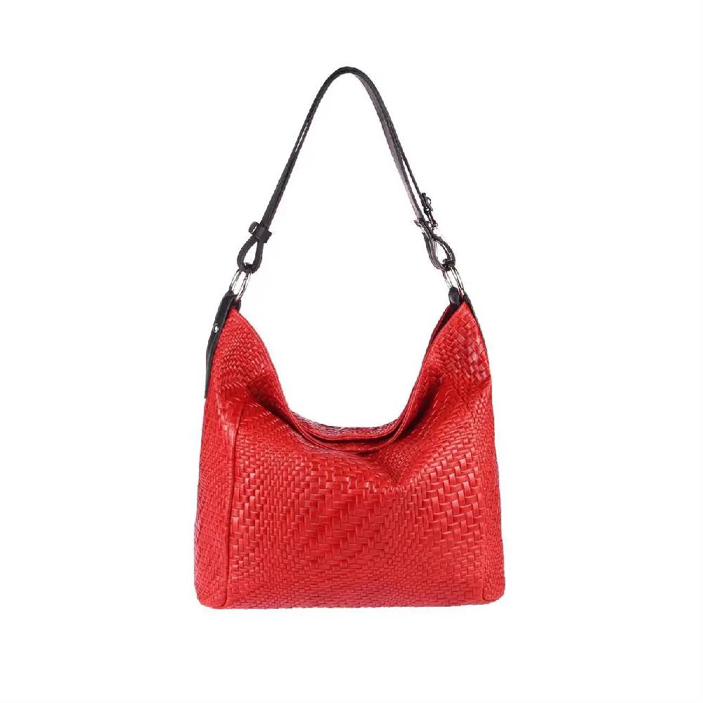 OBC Made in Italy DAMEN TASCHE LEDER DIN-A4 Shopper Schultertasche Umhängetasche Ledertasche Handtasche Henkeltasche Flechtoptik Wochenangebot