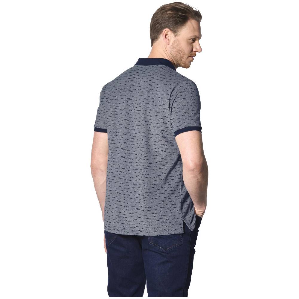 Jan Vanderstorm Poloshirt HALVESEN blau gemustert Tiefpreis
