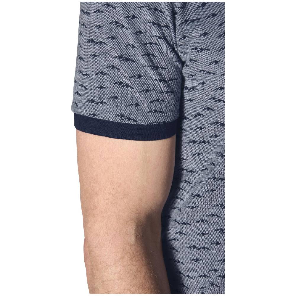 Jan Vanderstorm Poloshirt HALVESEN blau gemustert Tiefpreis