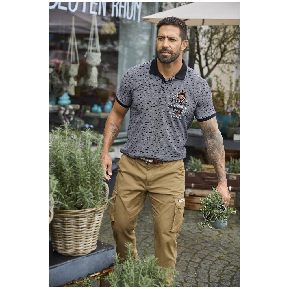 Jan Vanderstorm Poloshirt HALVESEN blau gemustert Tiefpreis