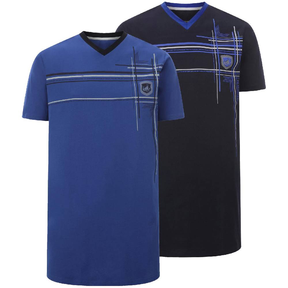 Jan Vanderstorm Doppelpack Nachthemd ALOF blau Begrenztes Angebot