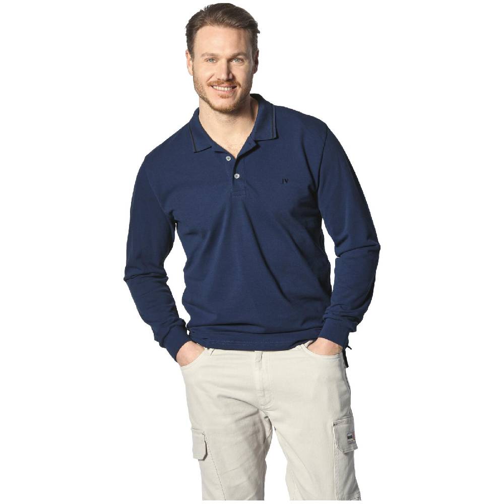 Jan Vanderstorm Langarm-Poloshirt ELLIS royal blau Discount Store für neue Produkte