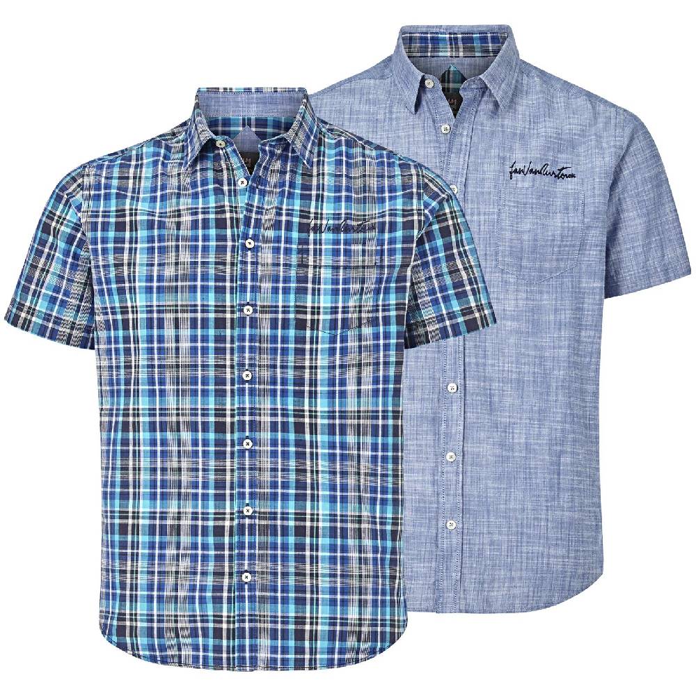 Jan Vanderstorm Doppelpack Hemd DANKWARD blau kariert Neueste Stile