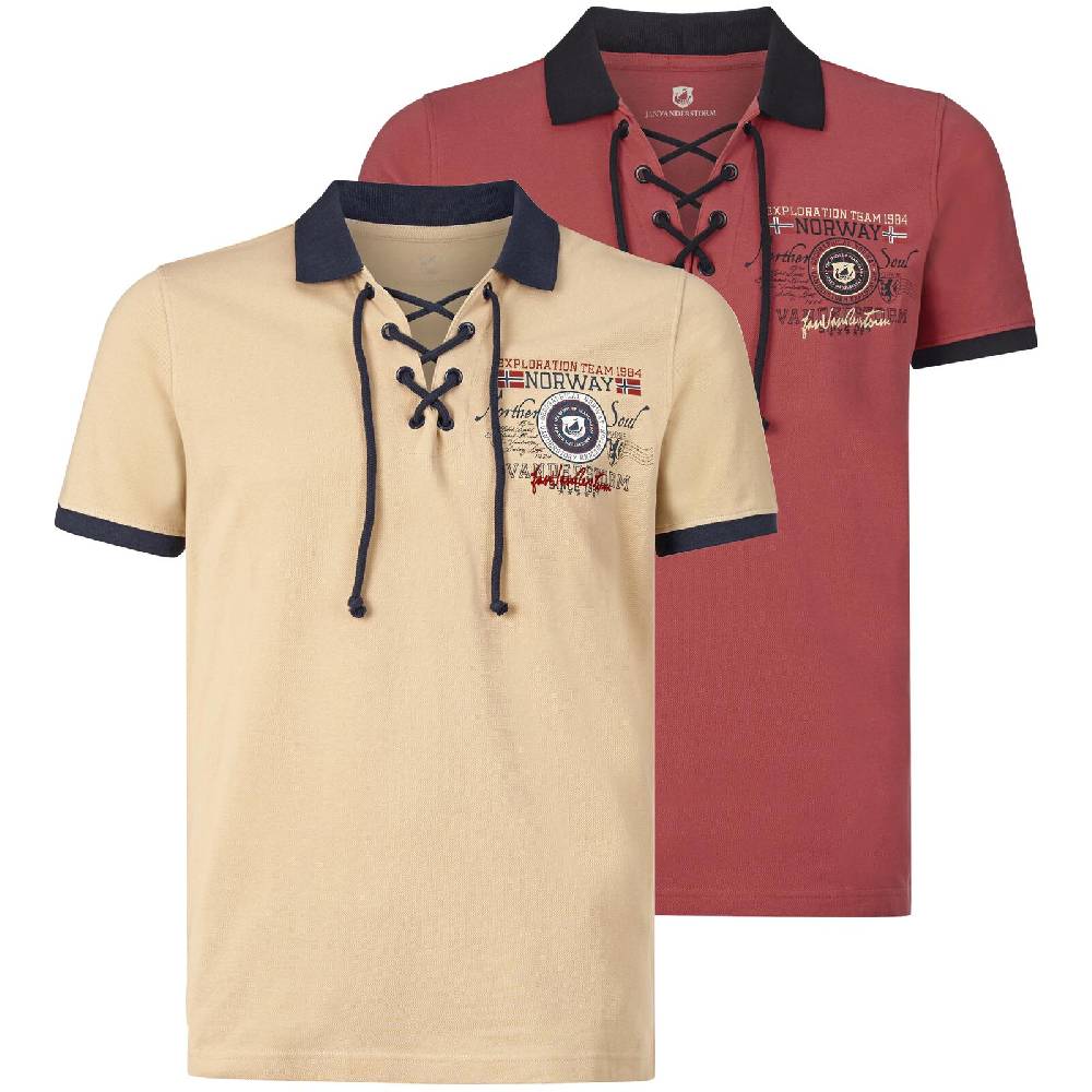 Jan Vanderstorm Doppelpack Poloshirt ELJAR beige hellrot Letzter Tag