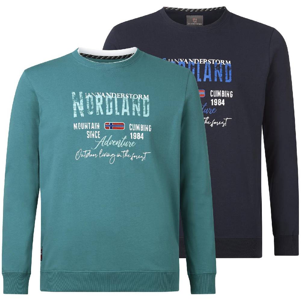 Jan Vanderstorm Doppelpack Sweatshirt BOTU petrol dunkelblau Versandkostenfrei
