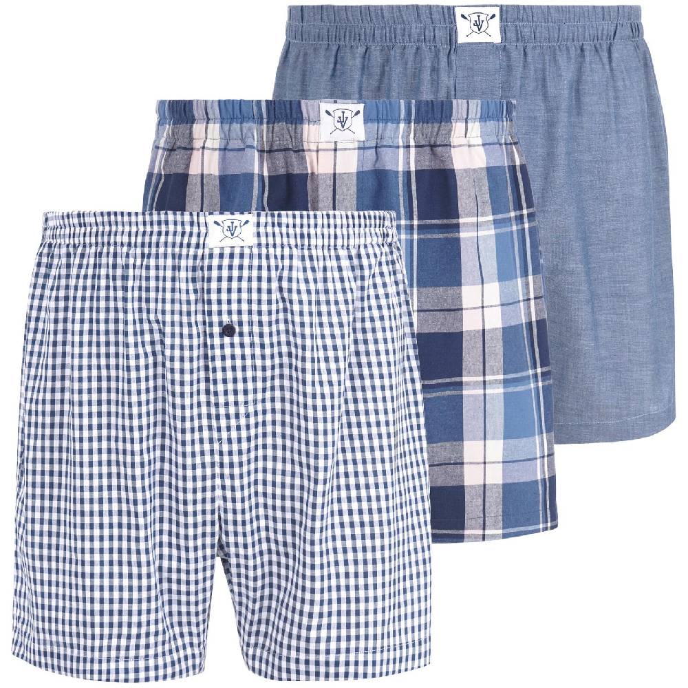 Jan Vanderstorm 3er Pack Boxershorts RIKU blau gemustert Jubiläumsangebot