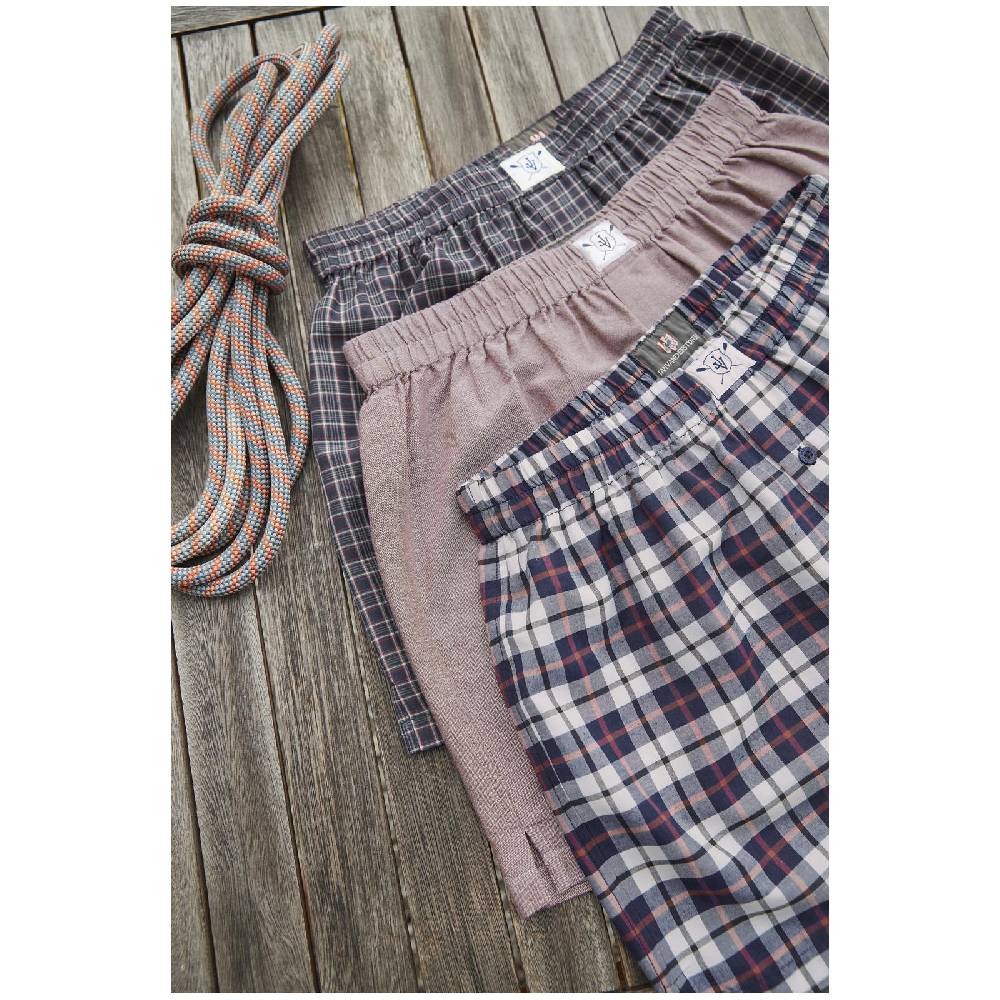 Jan Vanderstorm 3er Pack Boxershorts MARKKU dunkelblau rot gemustert zollfrei