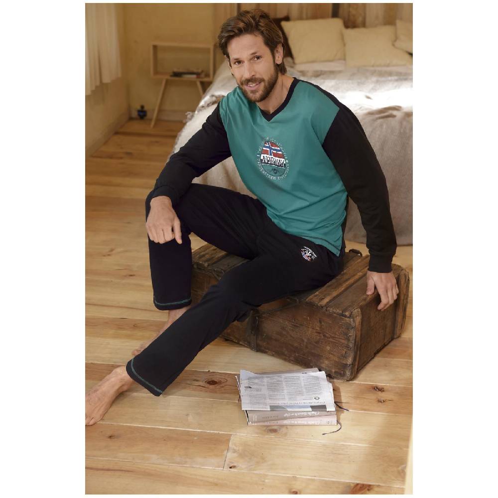 Jan Vanderstorm Schlafanzug OSMUND petrol schwarz Online Outlet