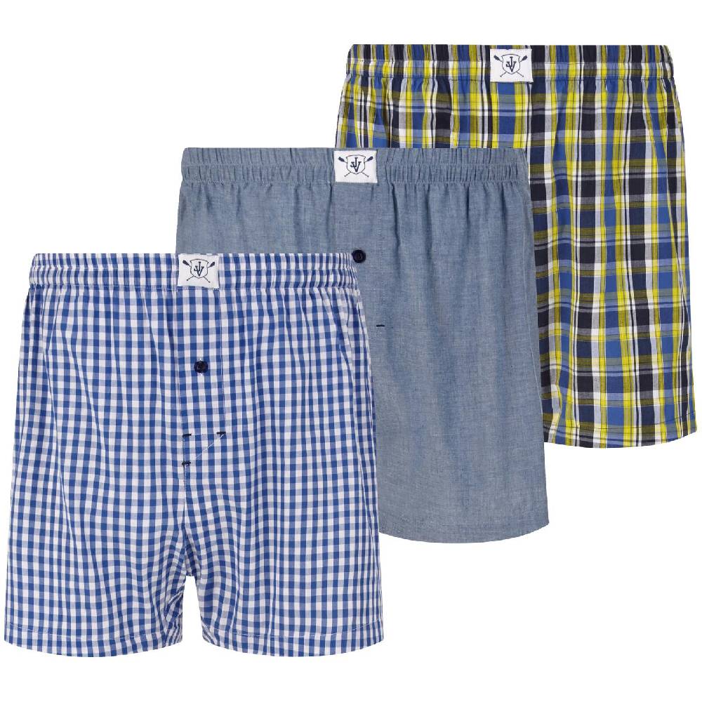 Jan Vanderstorm 3er Pack Boxershorts RIKU royal blau gemustert