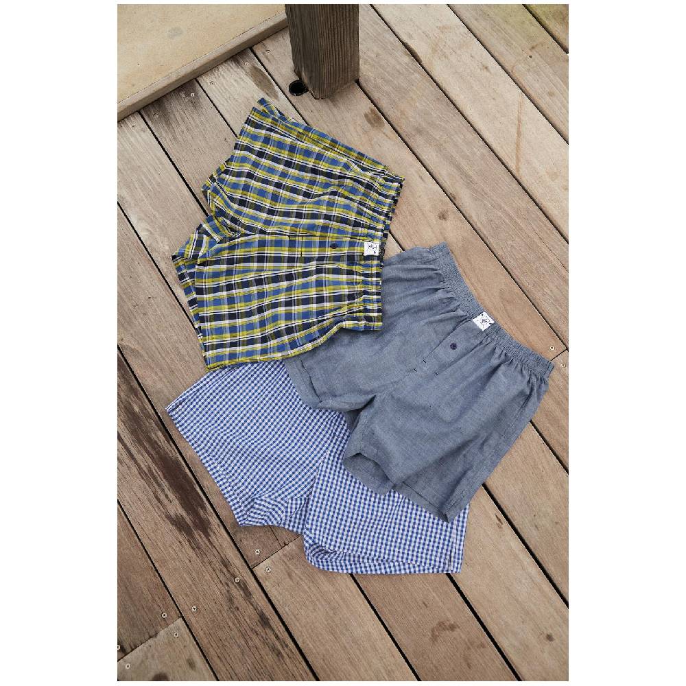 Jan Vanderstorm 3er Pack Boxershorts RIKU royal blau gemustert Große Rabatte