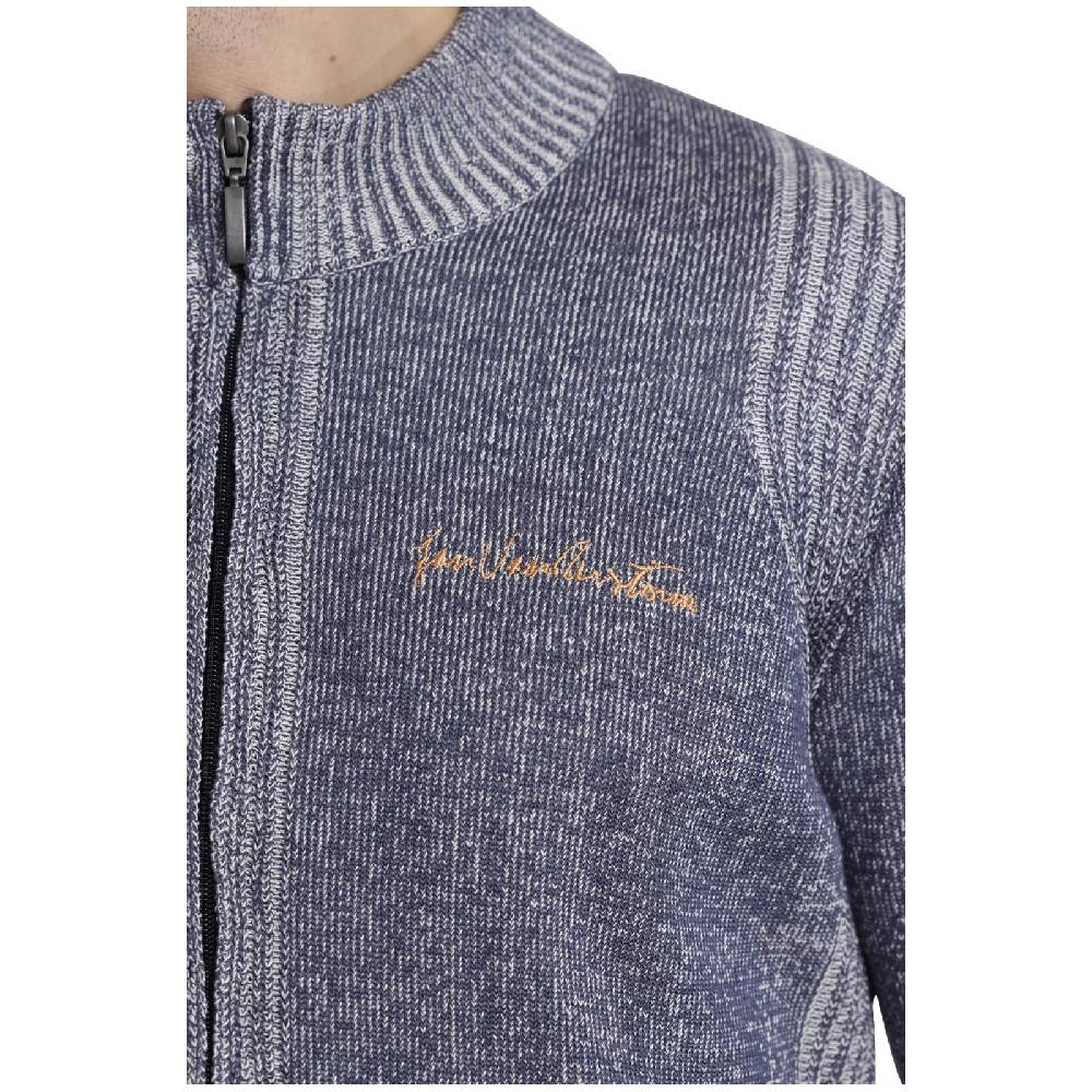 Jan Vanderstorm Strickjacke INGRABAN blau melange Discount Store für neue Produkte