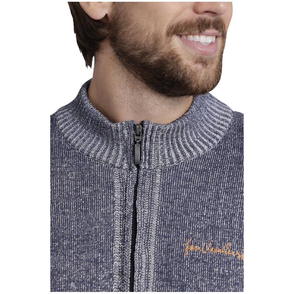 Jan Vanderstorm Strickjacke INGRABAN blau melange Discount Store für neue Produkte