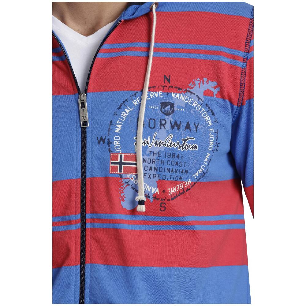 Jan Vanderstorm Sweatjacke WISHART rot blau gestreift Riesige Rabatte