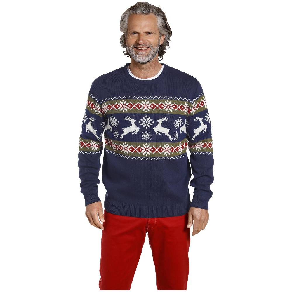 Jan Vanderstorm Pullover TORE dunkelblau gemustert Fabrikladen
