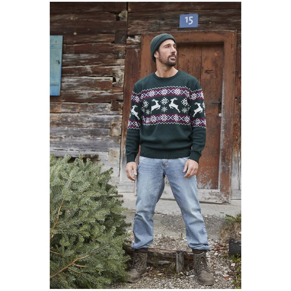 Jan Vanderstorm Pullover TORE grün gemustert Tiefpreis