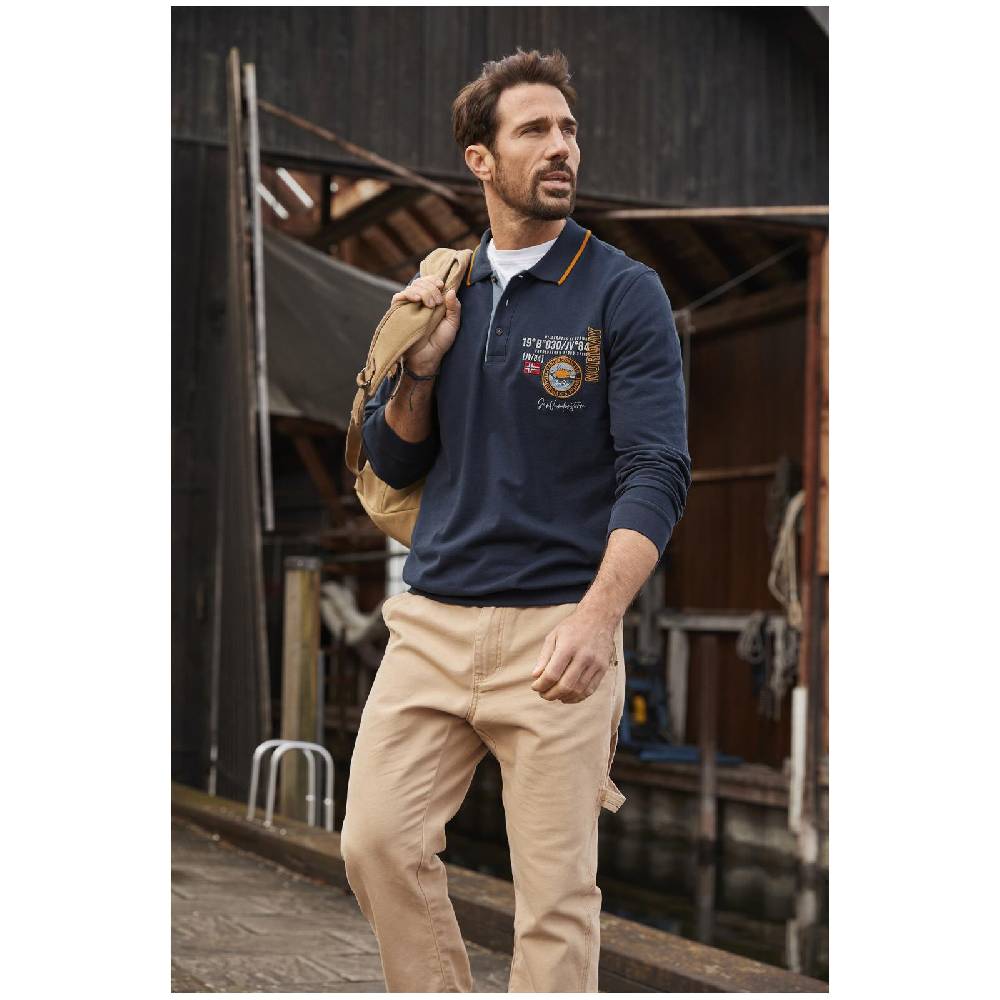 Jan Vanderstorm Langarm-Poloshirt LOKI dunkelblau Neueste Stile
