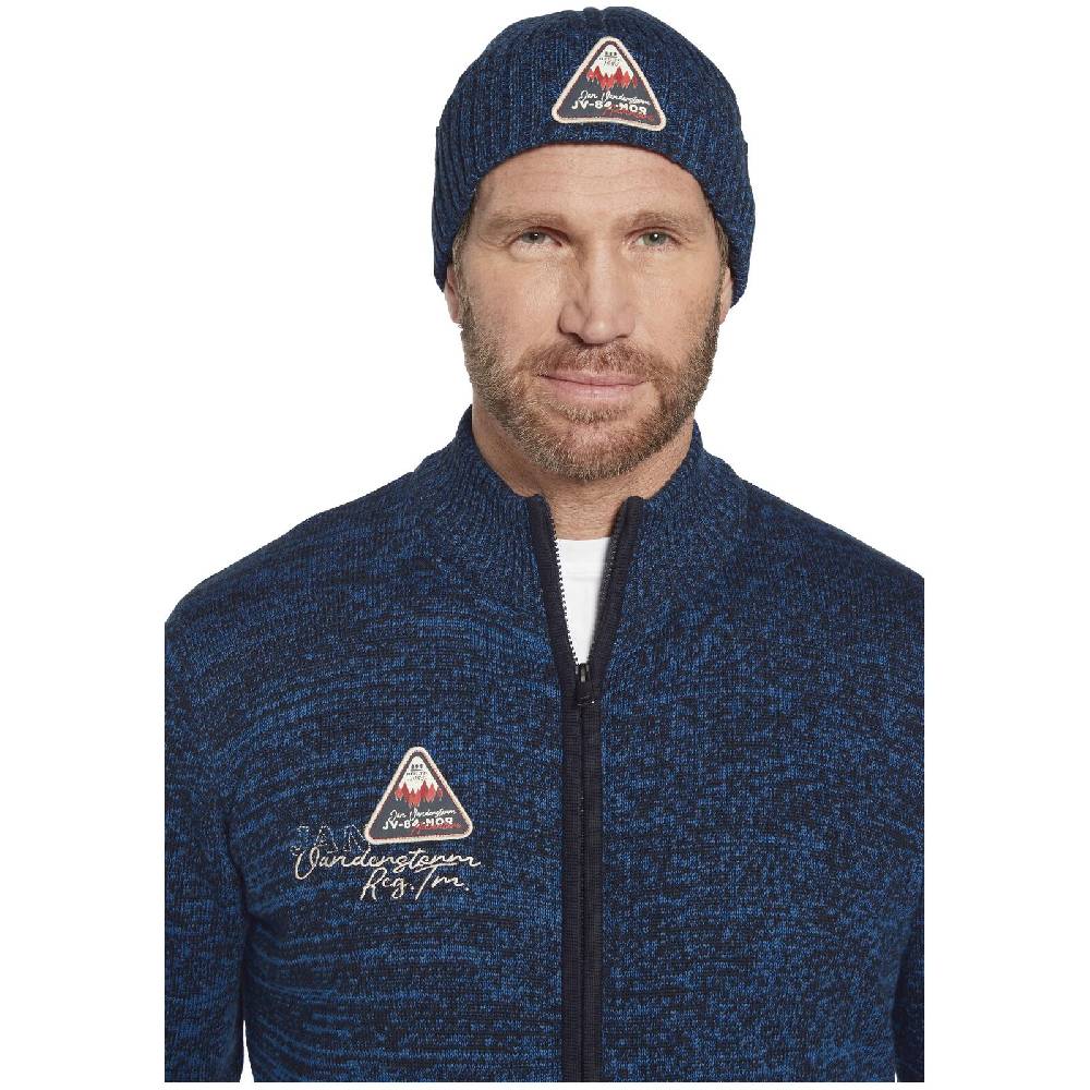 Jan Vanderstorm Strickjacke mit Mütze APKE blau melange Zeitbegrenzte Promotion