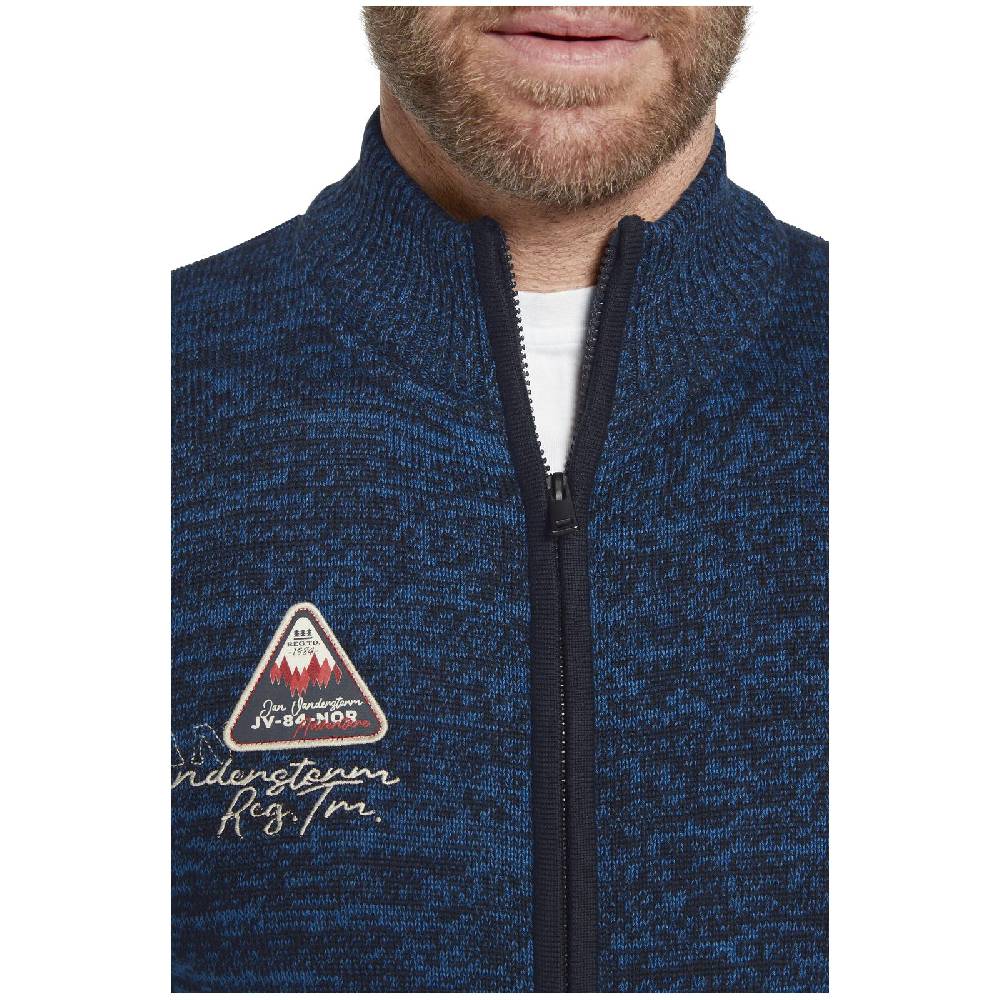 Jan Vanderstorm Strickjacke mit Mütze APKE blau melange Zeitbegrenzte Promotion