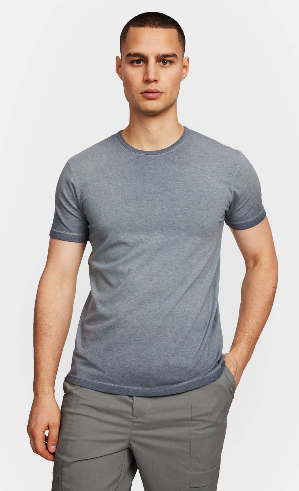 Kiefermann Robin Überfärbtes Rundhals-T-Shirt Sonderangebot der Fabrik