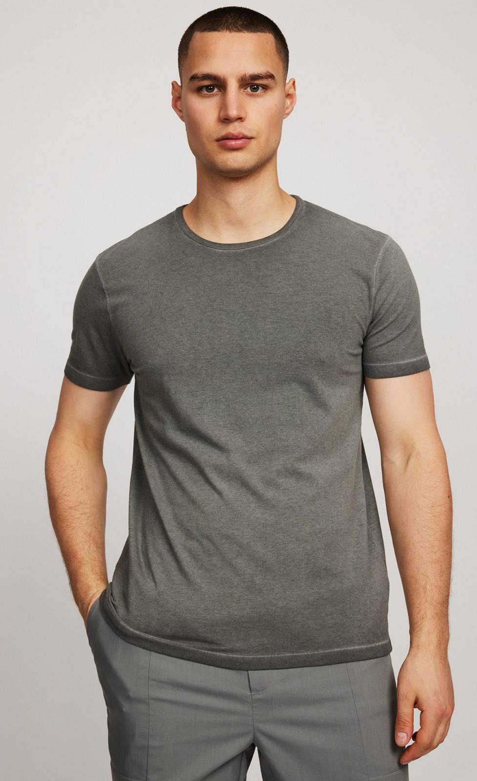 Kiefermann Robin Überfärbtes Rundhals-T-Shirt Schlussverkauf