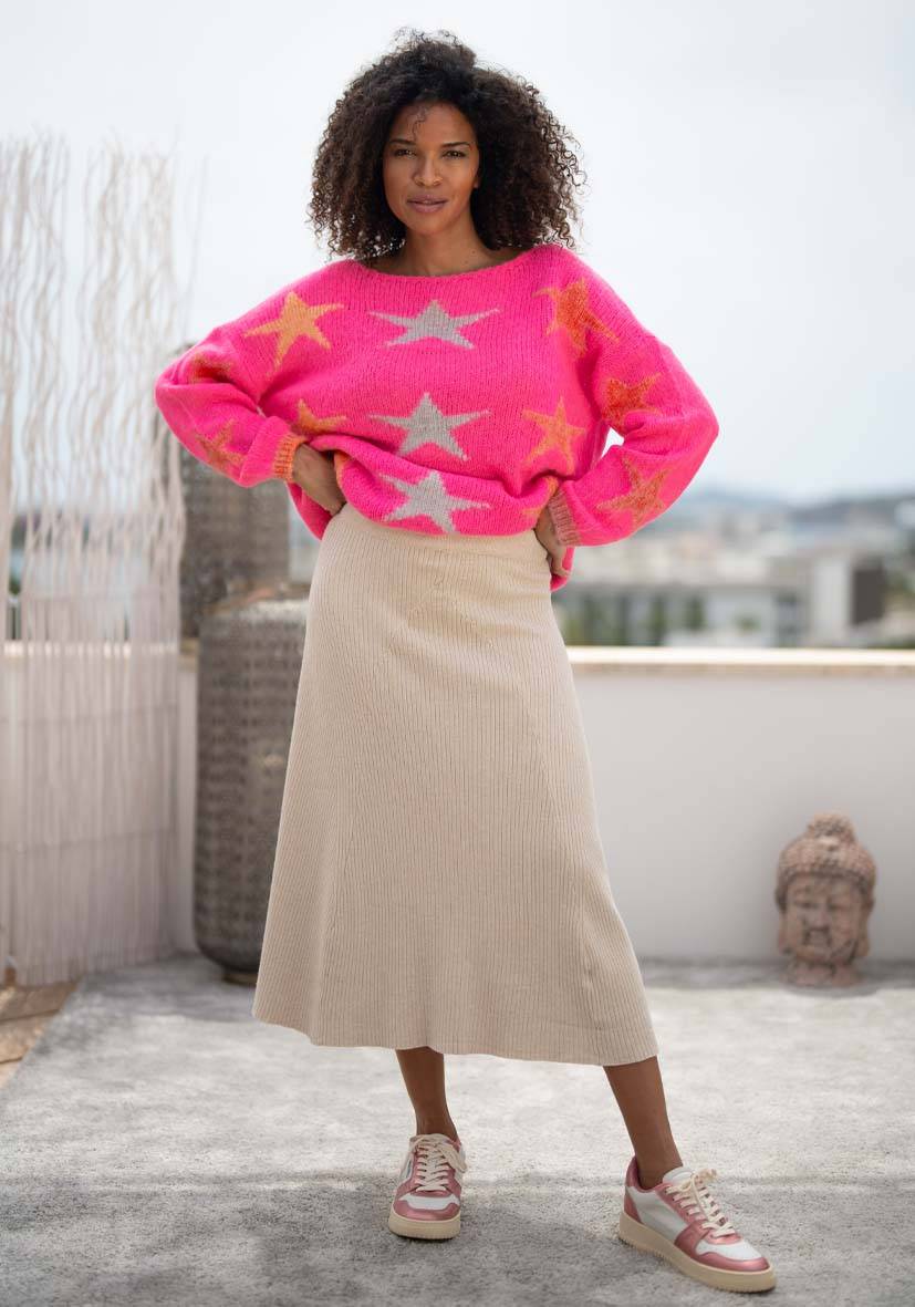 Miss Goodlife Skirt Knitted long – cream Lagerräumung