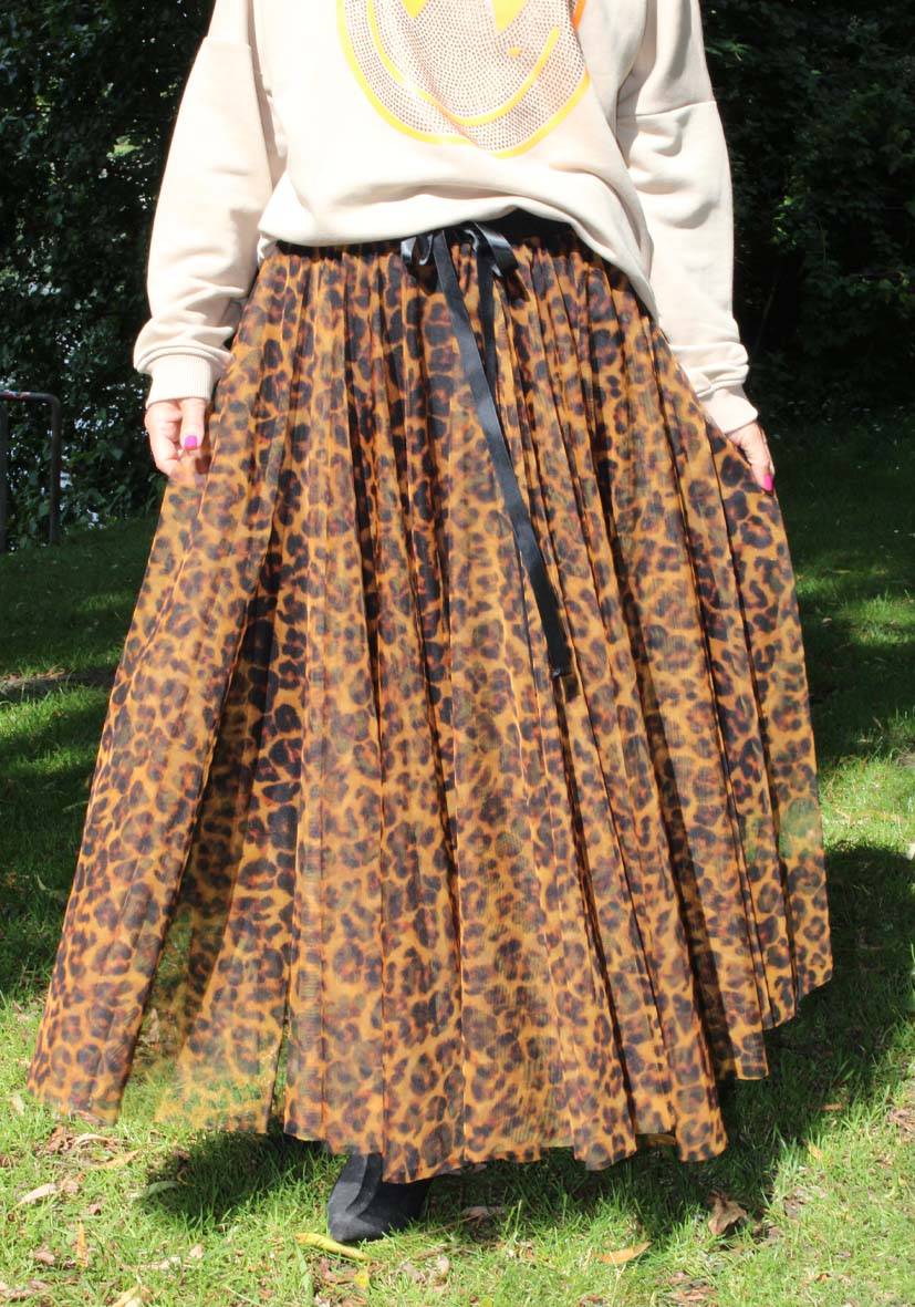 Miss Goodlife Maxirock Tüll Leo allover – lightbrown Neuheiten