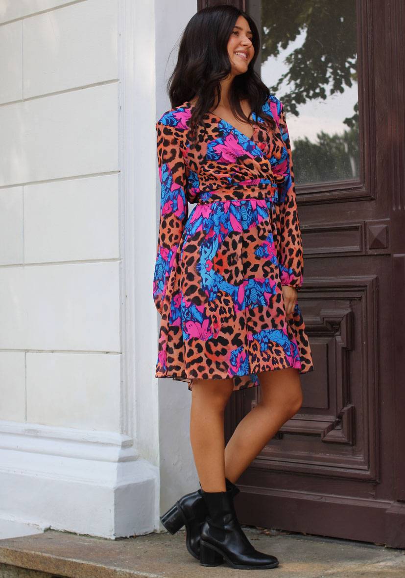 Miss Goodlife Dress Colorful Leo Short Online