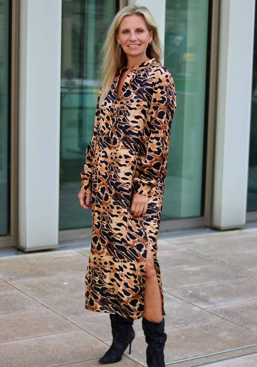Miss Goodlife Dress Fancy Leo Midi – brown Verkauf