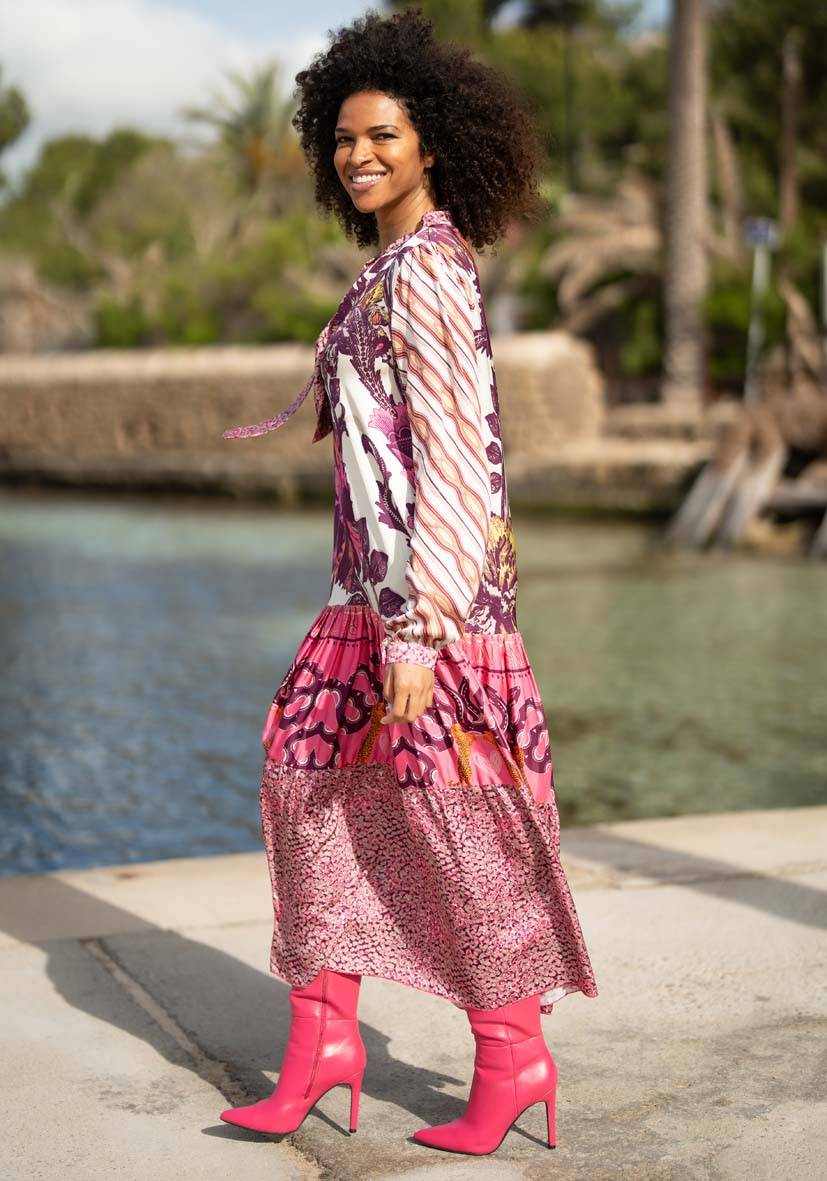 Miss Goodlife Dress Pink Snakes Fabrik Onlineshop