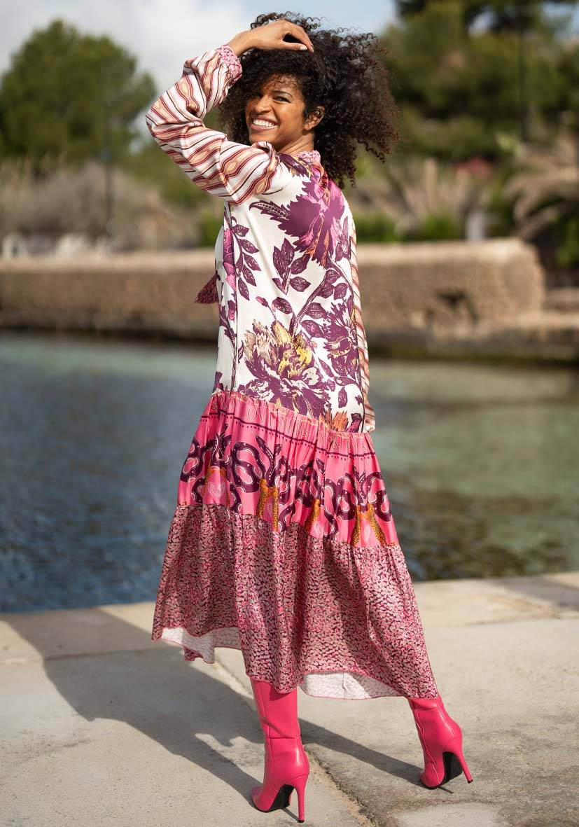 Miss Goodlife Dress Pink Snakes Fabrik Onlineshop