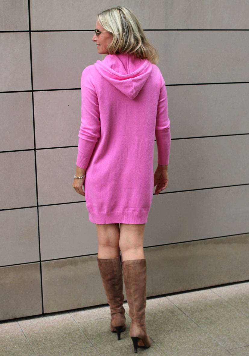 Miss Goodlife Dress Knitted Hoodie Pockets – pink Muttertagsangebot