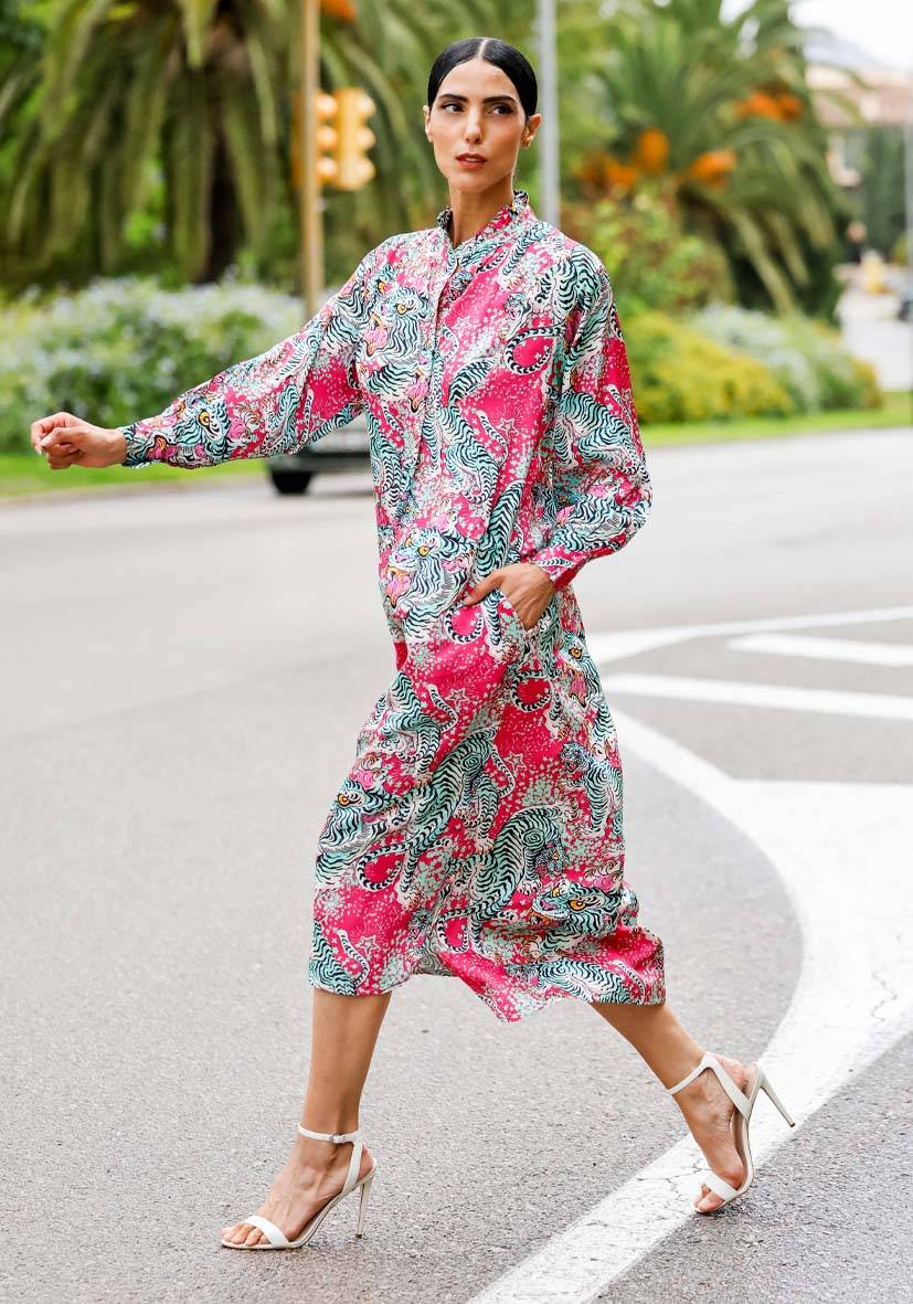 Miss Goodlife Viskose-Satin Dress Star Tiger Online Outlet