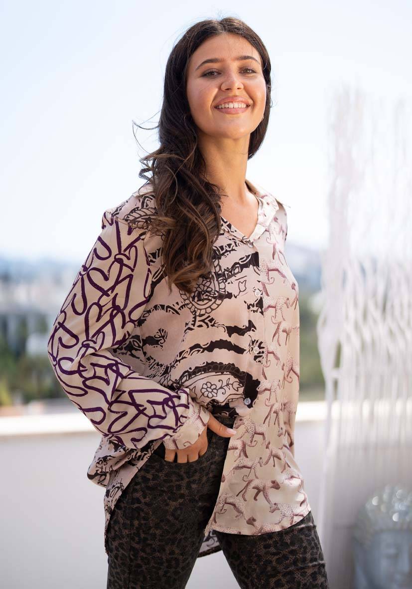 Miss Goodlife Blouse Zebra Hearts Große Rabatte