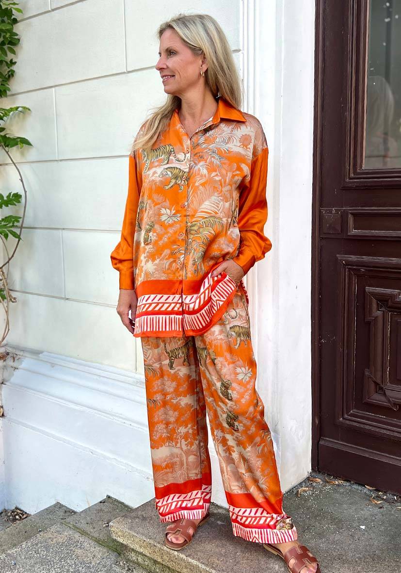Miss Goodlife Blouse Tiger in the jungle – orange Räumungsverkauf