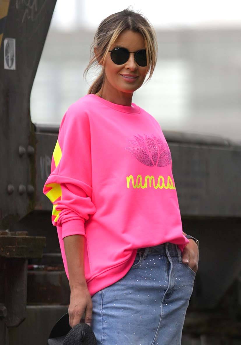 Miss Goodlife Roundneck Double Namasté Strass – neonpink Rabatte dieses Monats