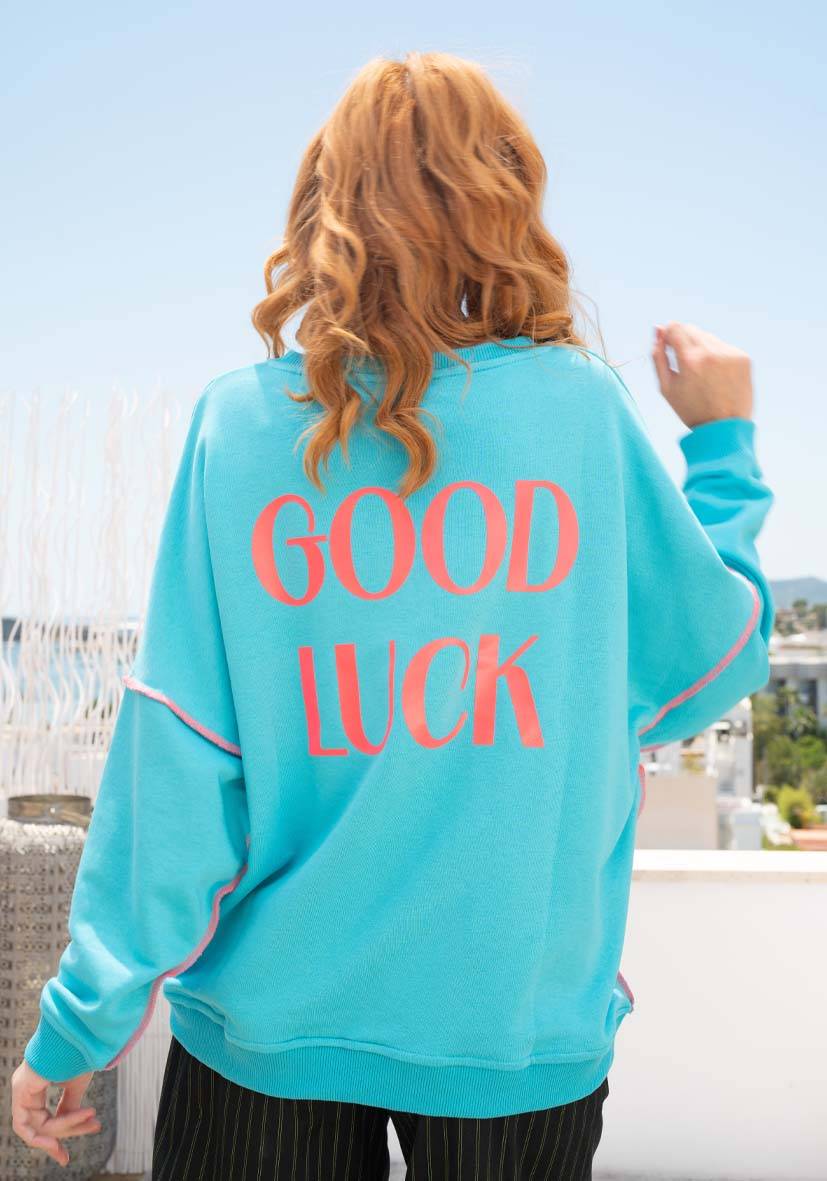 Miss Goodlife Roundneck Good Karma Good Luck – turquoise Kostenloser Versand