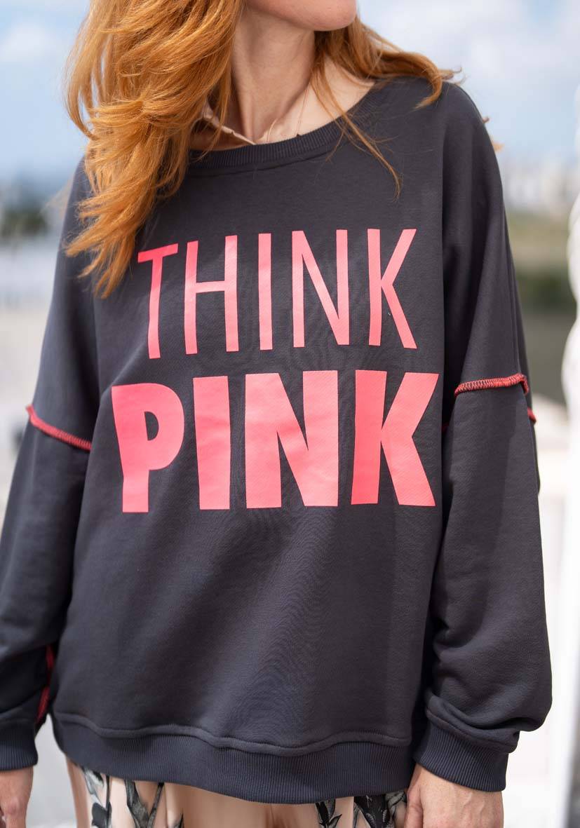 Miss Goodlife Roundneck Think Pink – anthracite Sonderangebot