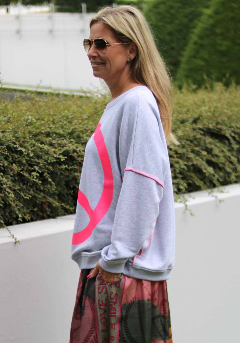Miss Goodlife Roundneck Peace – lightgrey Weihnachtsangebot