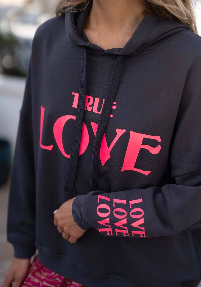 Miss Goodlife Hoodie True Love – anthracite Blitzangebot