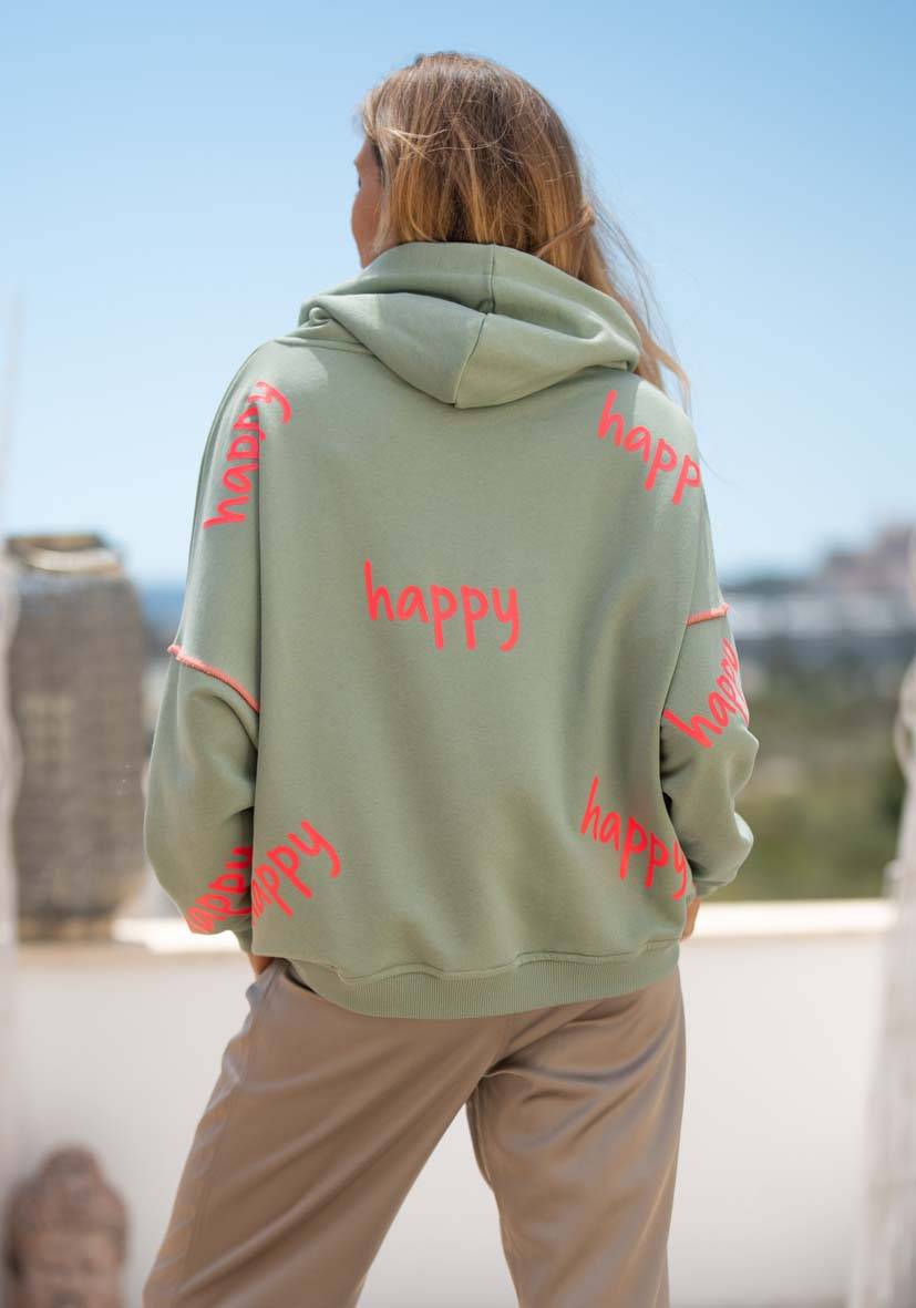 Miss Goodlife Hoodie Happy Heartface Strass – almond Tägliche Deals