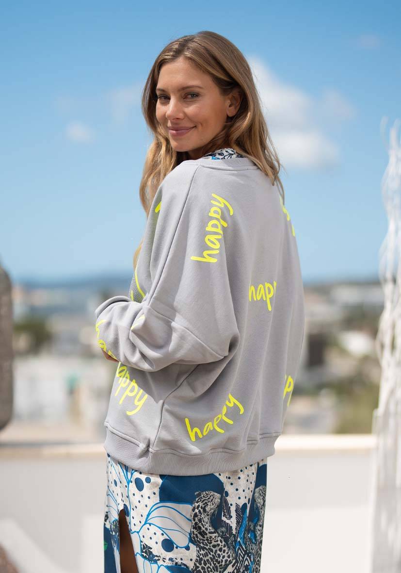Miss Goodlife Roundneck Happy Heartface Strass – grey Super Sparpreis