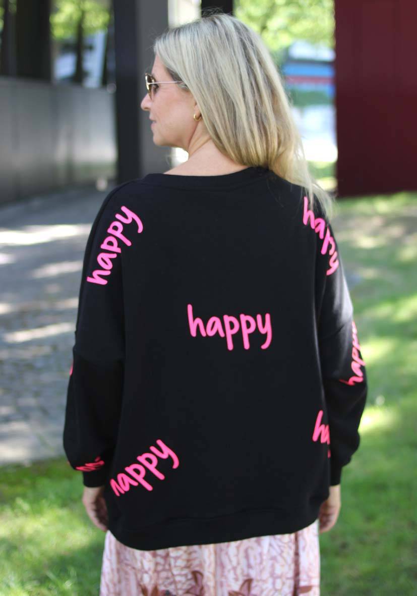 Miss Goodlife Roundneck Happy Heartface Strass – black JETZT KAUFEN