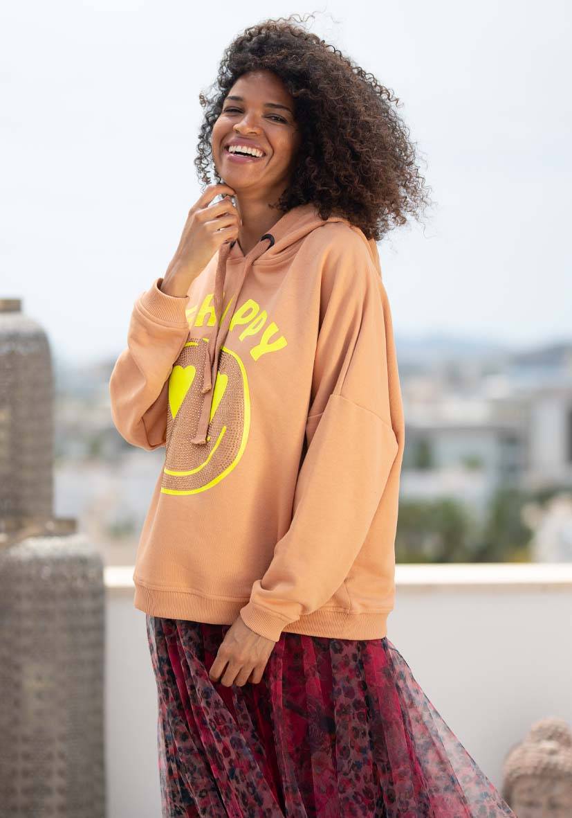 Miss Goodlife Hoodie Be Happy Heartface Strass – puder Letzter Tag